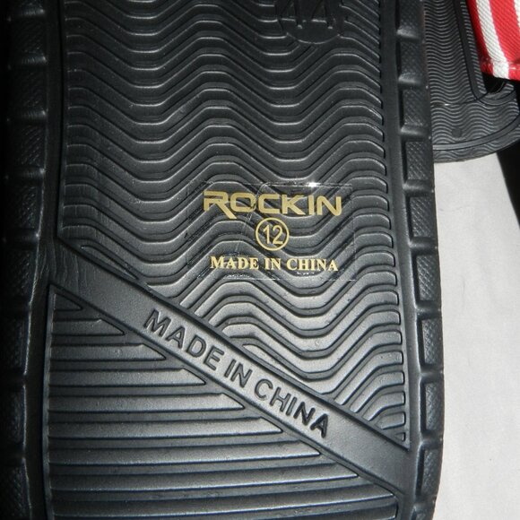 ROCKIN FOOTWEAR SANDALS PATRIOTIC FLAG USA MENS POCKET SLIDES 💥🆕NWT! - Picture 10 of 16